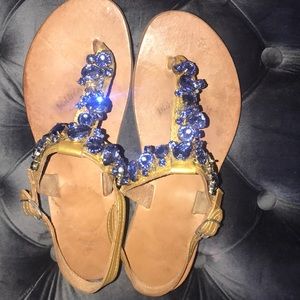 Sandals with royal blue stones🦋